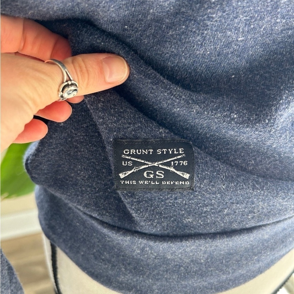 American made navy blue long sleeve crew neck grunt style - Picture 3 of 4
